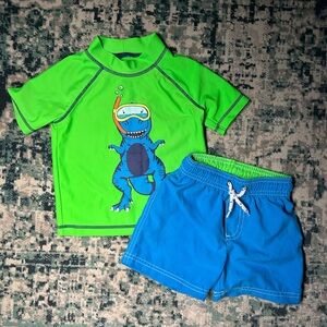 2T Swim Sun Green and Blue Dinosaur Swim Set